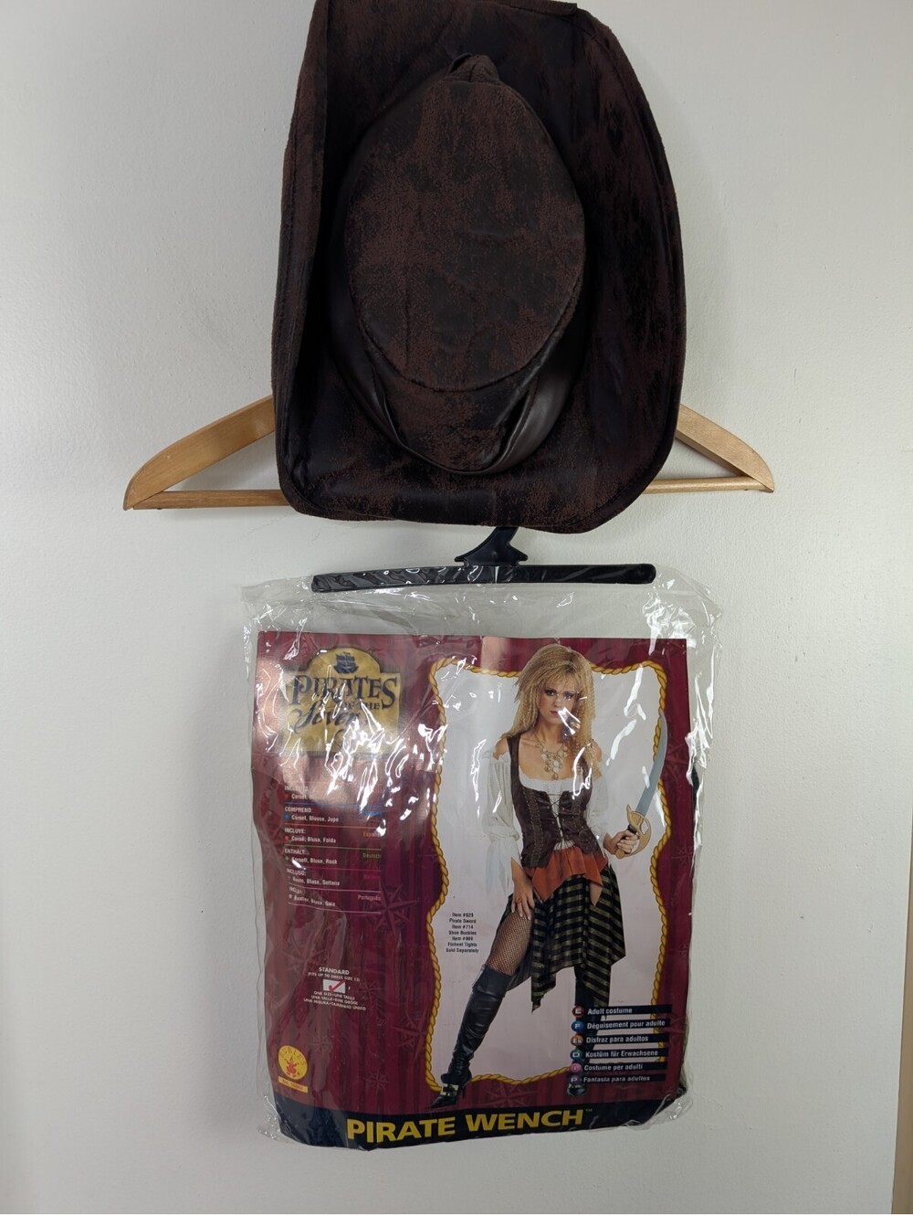 Pirate Wench Halloween Costume Adult Large L Dress And Hat Green Orange Rubie's